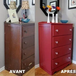 Montage avant et après d’une commode